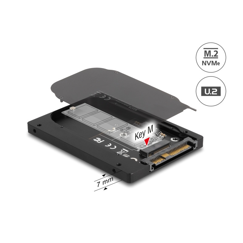 Delock 2.5″ Konverter U.2 SFF-8639 zu M.2 NVMe Key M - 7 mm Höhe