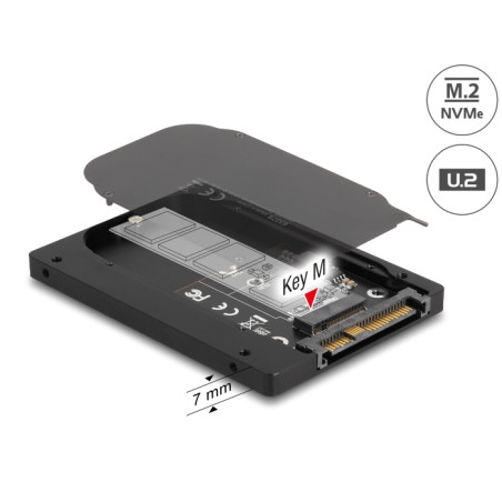 Delock 2.5″ Konverter U.2 SFF-8639 zu M.2 NVMe Key M - 7 mm Höhe