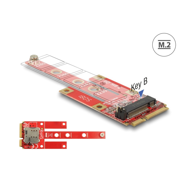 Delock Konverter Mini PCIe - M.2 Key B Slot + Micro SIM Slot