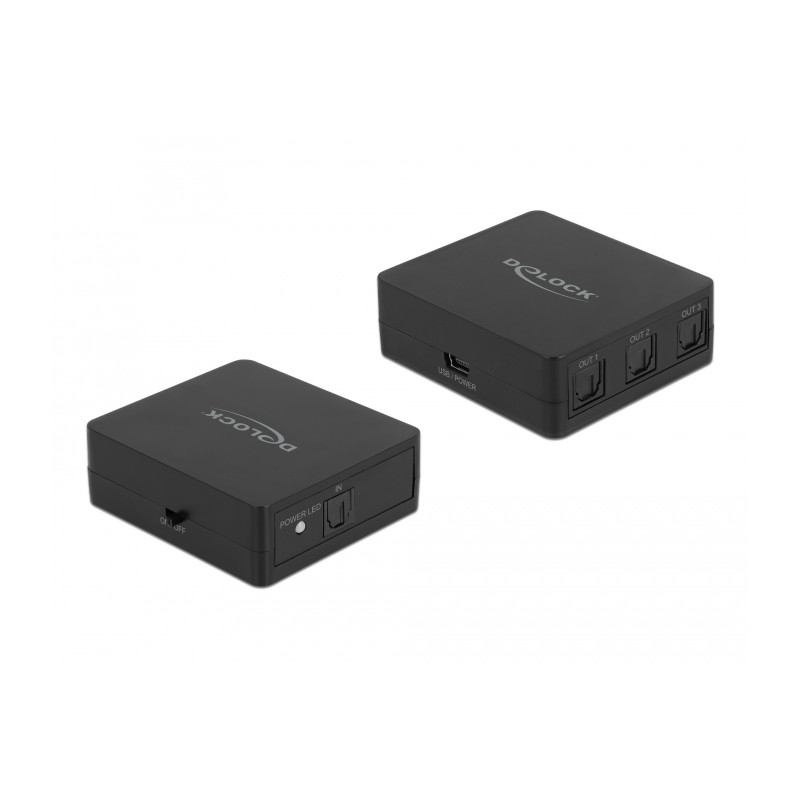 Delock S/PDIF TOSLINK Splitter 1 In 3 Out mit USB Stromversorgung