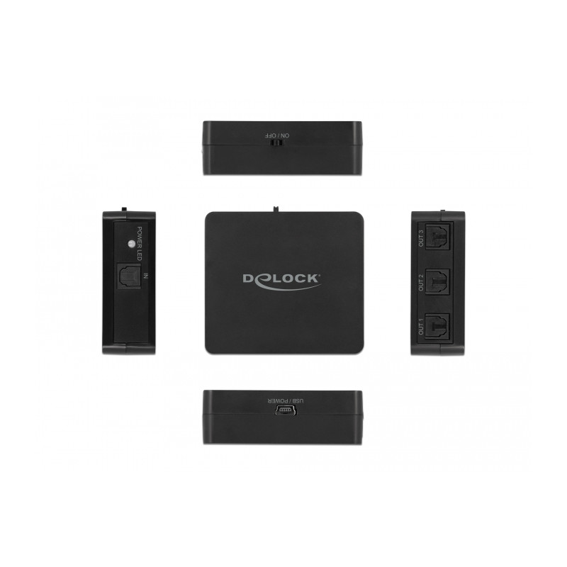 Delock S/PDIF TOSLINK Splitter 1 In 3 Out mit USB Stromversorgung