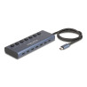 Delock USB 5 Gbps Hub mit 7 USB Type-C™ Ports mit Schalter davon 6 x Datenport + 1 x Daten und PD 20 Watt