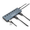 Delock USB 5 Gbps Hub mit 7 USB Type-C™ Ports mit Schalter davon 6 x Datenport + 1 x Daten und PD 20 Watt