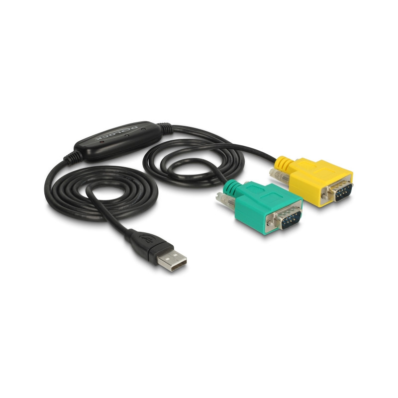 Delock Adapter USB 2.0 Typ-A - 2 x Seriell DB9 RS-232