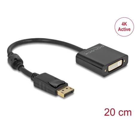 Delock Adapter DisplayPort 1.2 Stecker zu DVI Buchse 4K Aktiv schwarz