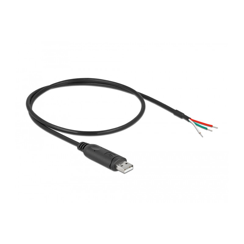 Delock Adapterkabel USB 2.0 Typ-A zu seriell RS-232 mit 3 offenen Kabelenden 0,5 m