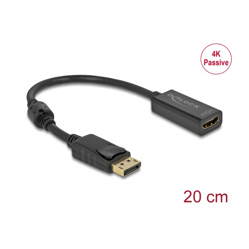 Delock Adapter DisplayPort 1.2 Stecker zu HDMI Buchse 4K Passiv schwarz