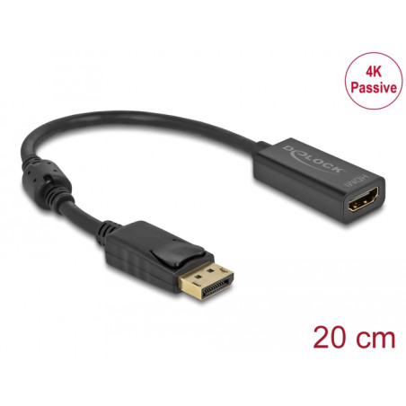 Delock Adapter DisplayPort 1.2 Stecker zu HDMI Buchse 4K Passiv schwarz