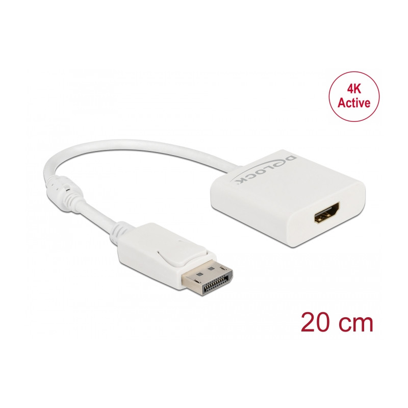 Delock Adapter DisplayPort 1.2 Stecker zu HDMI Buchse 4K Aktiv weiß