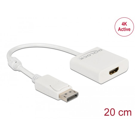 Delock Adapter DisplayPort 1.2 Stecker zu HDMI Buchse 4K Aktiv weiß
