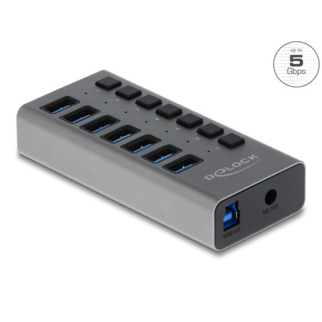 Delock Externer USB 5 Gbps Hub mit 7 Ports + Schalter