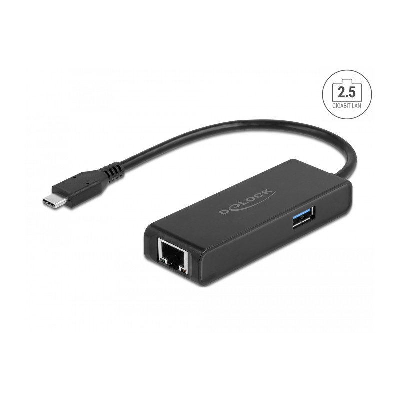 Delock USB Type-C™ Adapter zu 2,5 Gigabit LAN mit USB Typ-A Buchse