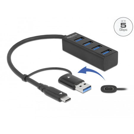 Delock 4 Port USB 5 Gbps Hub mit USB Type-C™ oder USB Typ-A Anschluss