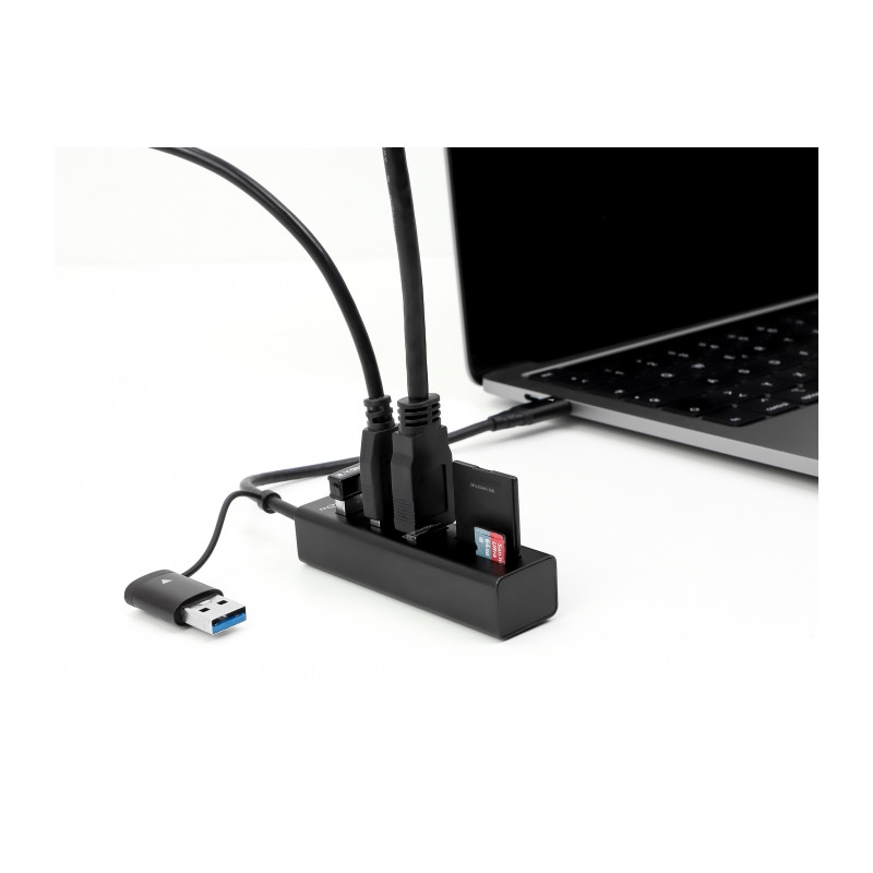 Delock 3 Port USB 5 Gbps Hub + SD und Micro SD Card Reader mit USB Type-C™ oder USB Typ-A Anschluss