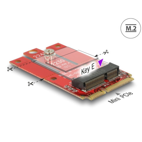 Delock Adapter Mini PCIe - M.2 Key E Slot