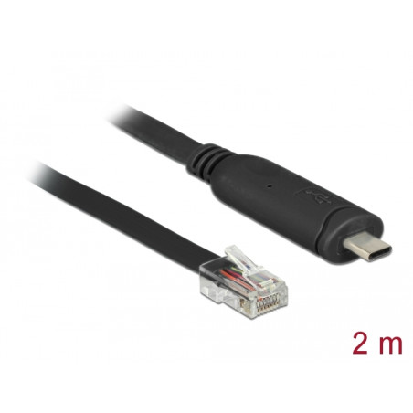 Delock Adapter USB 2.0 Type-C™ Stecker - 1 x Seriell RS-232 RJ45 Stecker 2,0 m schwarz