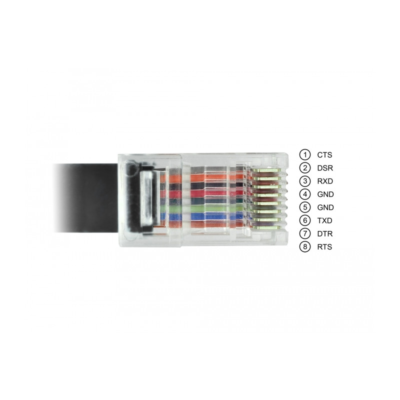 Delock Adapter USB 2.0 Type-C™ Stecker - 1 x Seriell RS-232 RJ45 Stecker 2,0 m schwarz