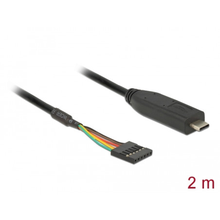 Delock Konverter USB Type-C™ 2.0 Stecker zu TTL (3,3 V) 6 Pin Pfostenbuchse 2,0 m