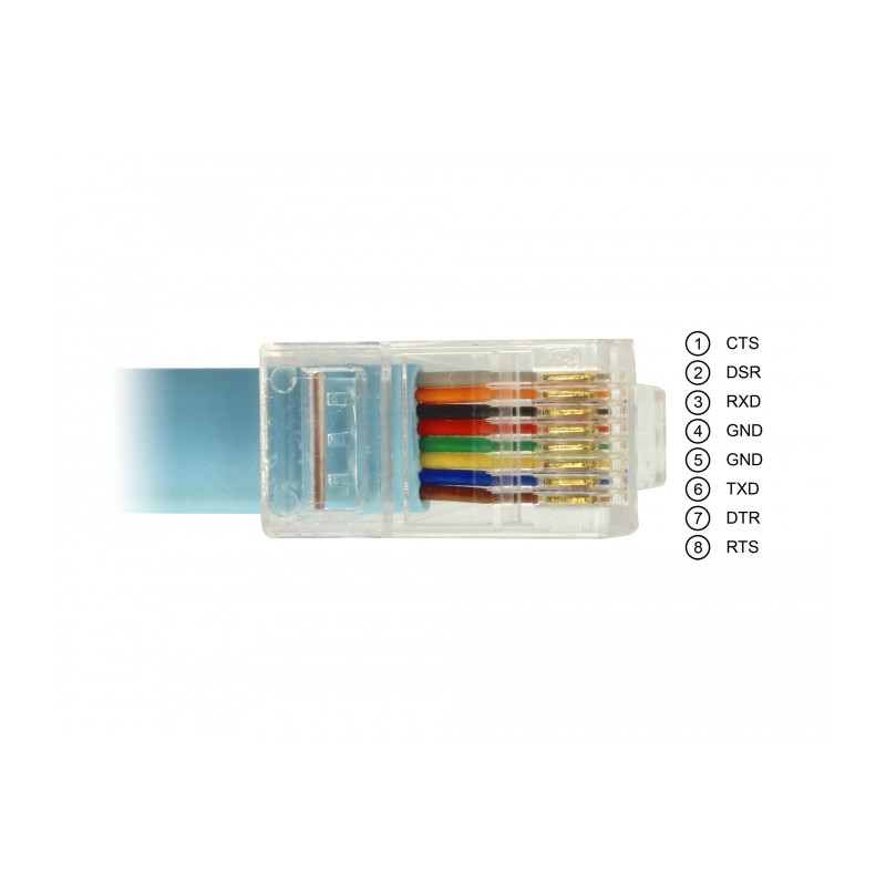 Delock Adapter USB 2.0 Type-C™ Stecker - 1 x Seriell RS-232 RJ45 Stecker 3,0 m blau