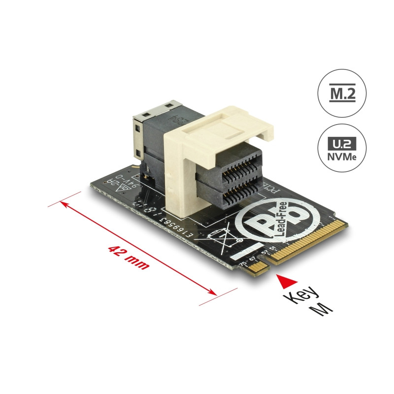 Delock Adapter M.2 Key M - SFF-8643 NVMe horizontal 2242