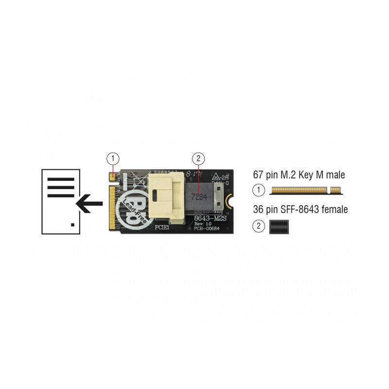 Delock Adapter M.2 Key M - SFF-8643 NVMe horizontal 2242