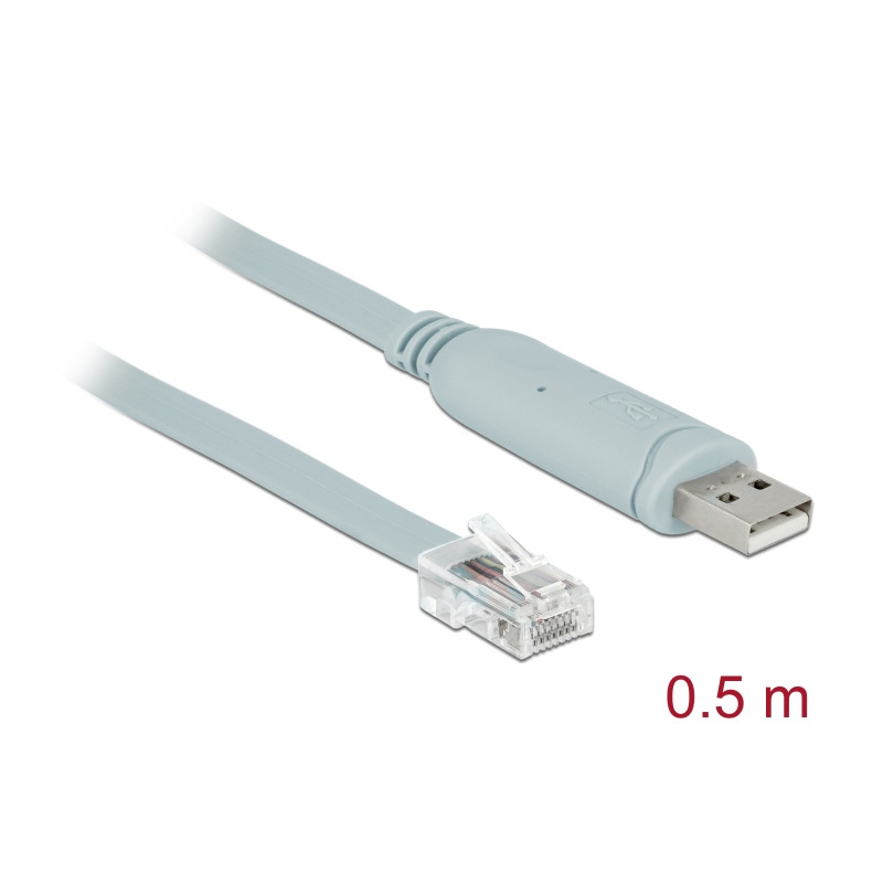 Delock Adapter USB 2.0 Typ-A Stecker - 1 x Seriell RS-232 RJ45 Stecker 0,5 m grau