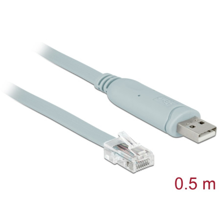 Delock Adapter USB 2.0 Typ-A Stecker - 1 x Seriell RS-232 RJ45 Stecker 0,5 m grau
