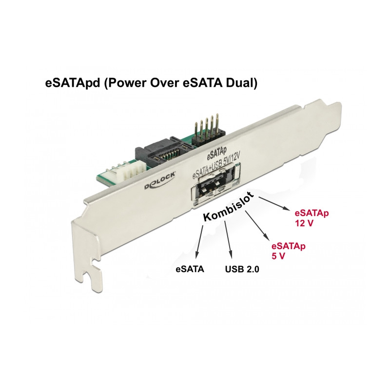 Delock Slotblech 1 x eSATApd 5 V / 12 V