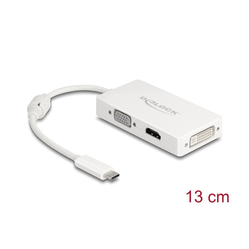 Delock Adapter USB Type-C™ Stecker - VGA / HDMI / DVI Buchse weiß