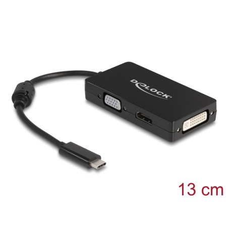 Delock Adapter USB Type-C™ Stecker zu VGA / HDMI / DVI Buchse schwarz