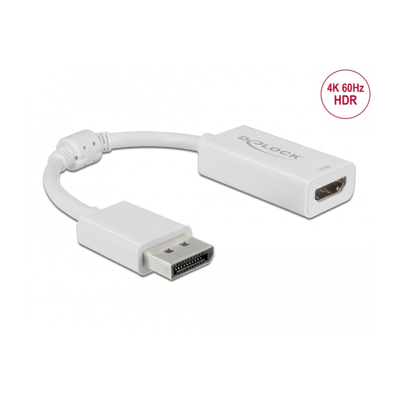 Delock DisplayPort 1.4 Adapter zu HDMI 4K 60 Hz mit HDR Funktion Aktiv weiß
