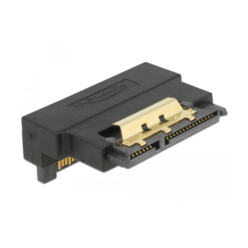 Delock Adapter SATA 22 Pin Buchse mit Einrastfunktion zu Stecker - gewinkelt unten
