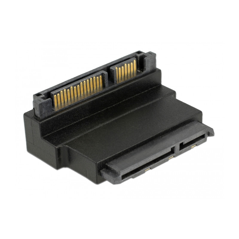 Delock Adapter SATA 22 Pin Buchse mit Einrastfunktion zu Stecker - gewinkelt unten