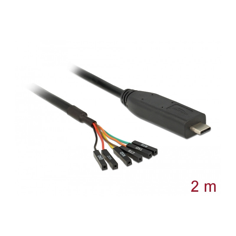 Delock Konverter USB Type-C™ 2.0 Stecker zu TTL (3,3 V) 6 Pin Pfostenbuchse einzeln 2,0 m