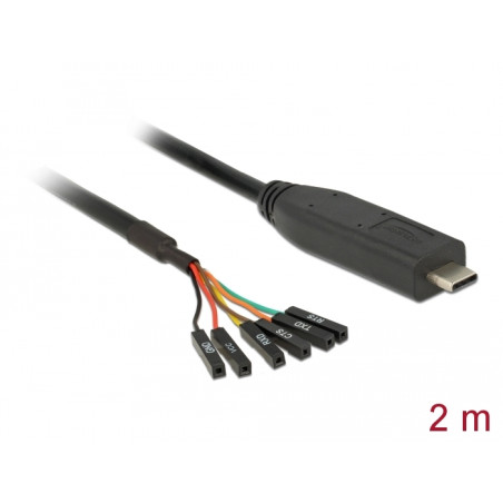Delock Konverter USB Type-C™ 2.0 Stecker zu TTL (3,3 V) 6 Pin Pfostenbuchse einzeln 2,0 m