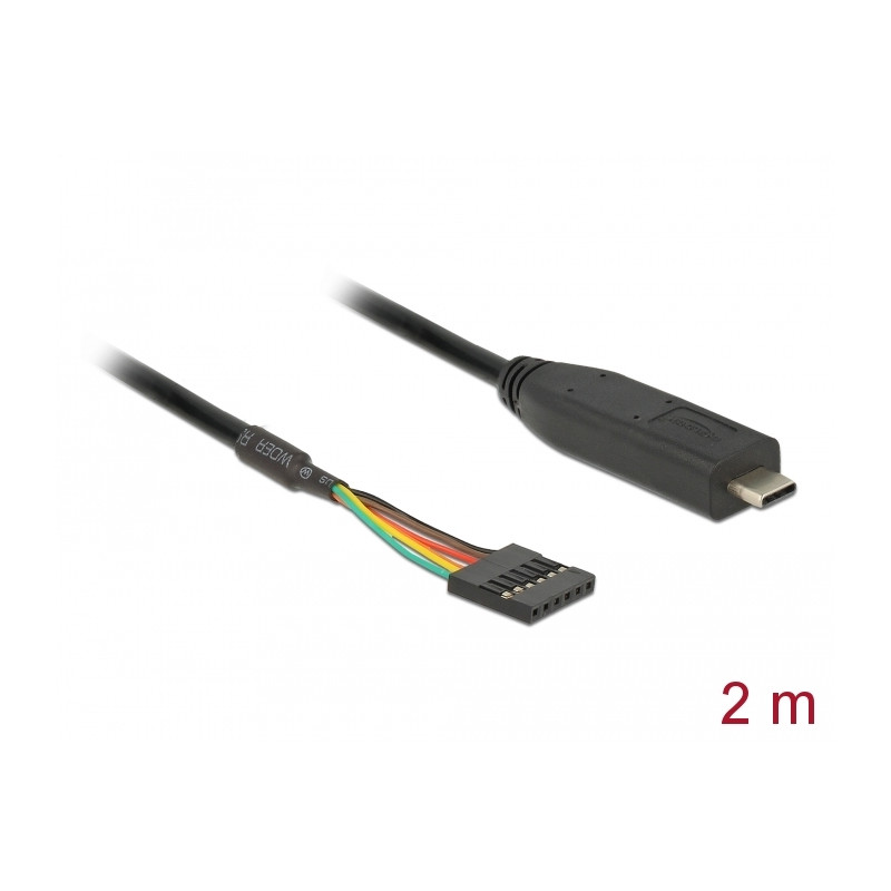 Delock Konverter USB Type-C™ 2.0 Stecker zu TTL 5 V Pfostenbuchse 6 Pin 2,0 m