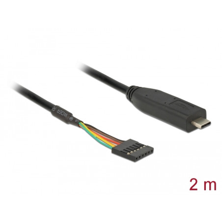 Delock Konverter USB Type-C™ 2.0 Stecker zu TTL 5 V Pfostenbuchse 6 Pin 2,0 m