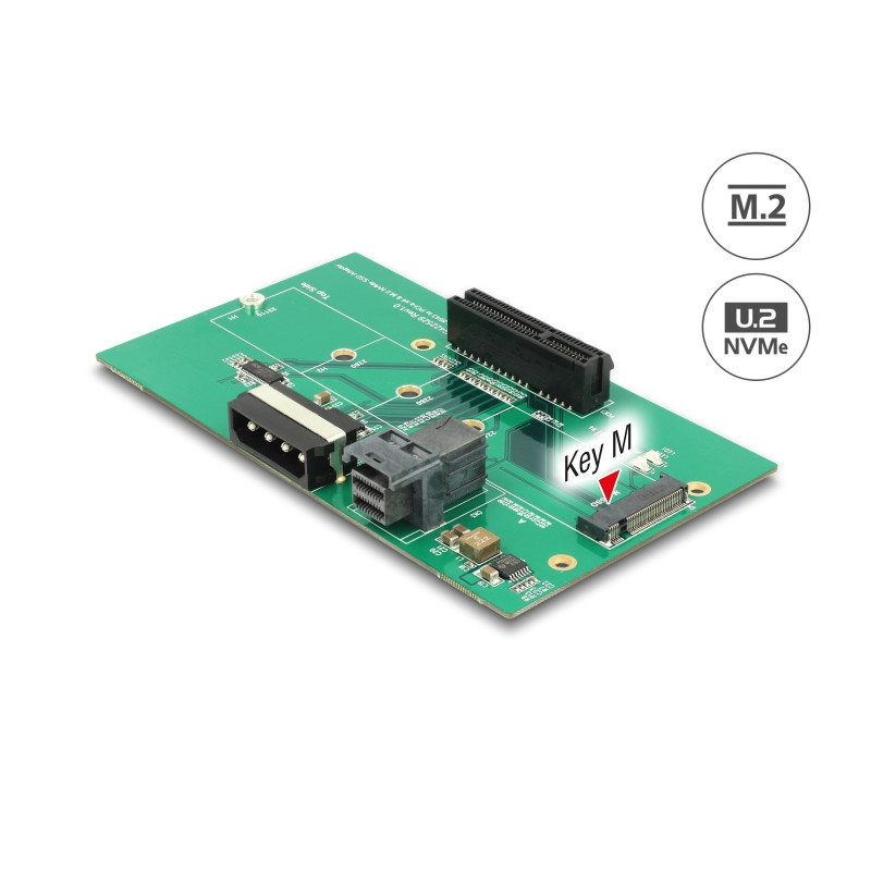 Delock U.2 SFF-8643 Adapter zu PCIe x4 oder M.2 Key M Slot mit Befestigungsplatte