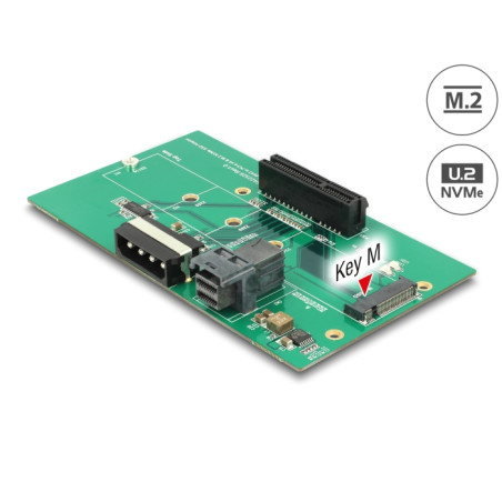 Delock U.2 SFF-8643 Adapter zu PCIe x4 oder M.2 Key M Slot mit Befestigungsplatte