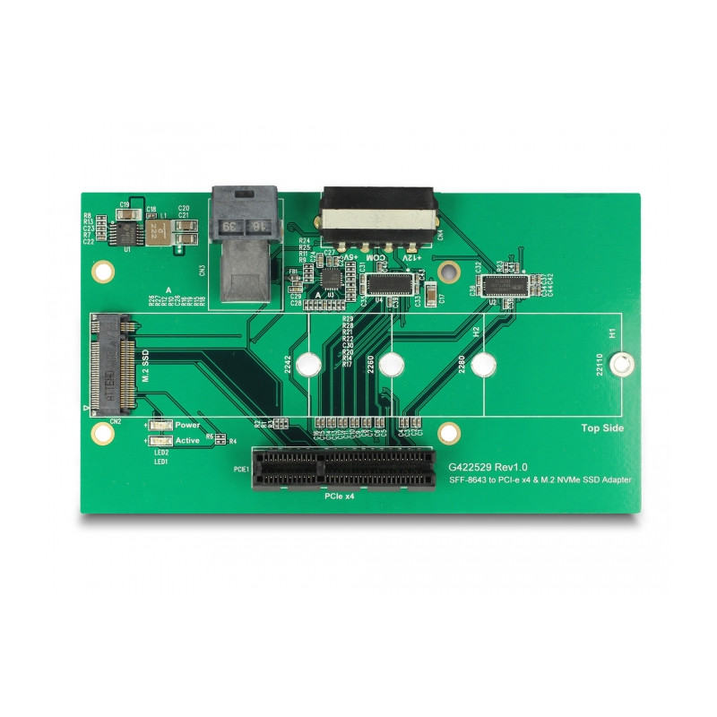 Delock U.2 SFF-8643 Adapter zu PCIe x4 oder M.2 Key M Slot mit Befestigungsplatte
