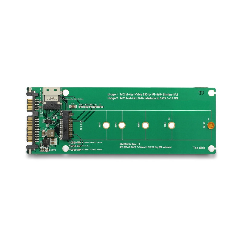 Delock U.2 SFF-8654 oder SATA Konverter zu 1 x M.2 Key M Slot