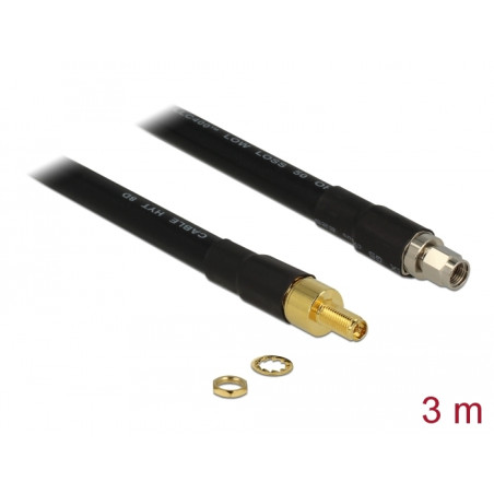 Delock Antennenkabel RP-SMA Stecker - RP-SMA Buchse CFD400 LLC400 3 m low loss