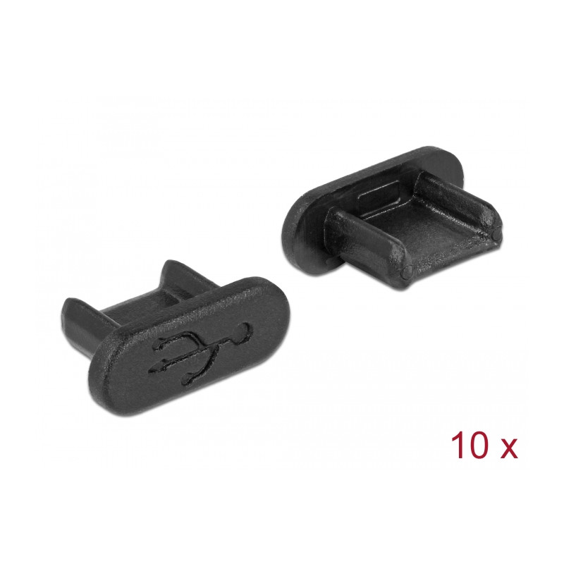 Delock Staubschutz für USB 2.0 Micro-B Buchse ohne Griff 10 Stück schwarz