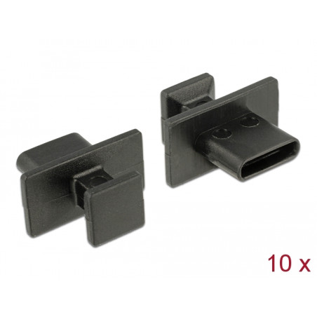 Delock Staubschutz für USB Type-C™ Buchse mit großem Griff 10 Stück schwarz