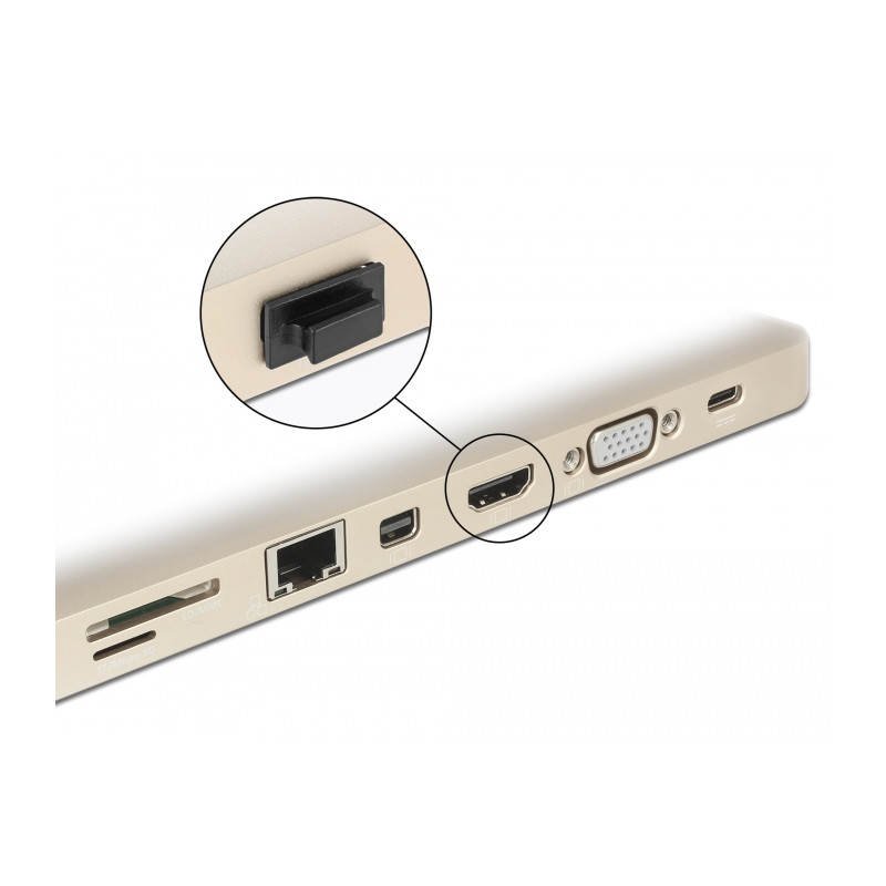 Delock Staubschutz für HDMI-A Buchse mit Griff 10 Stück schwarz