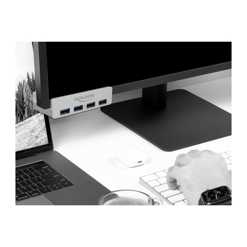 Delock Externer USB 3.0 4 Port Hub mit Feststellschraube