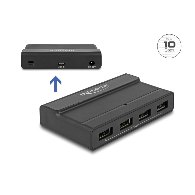 Delock Externer USB 4 Port Hub mit 10 Gbps
