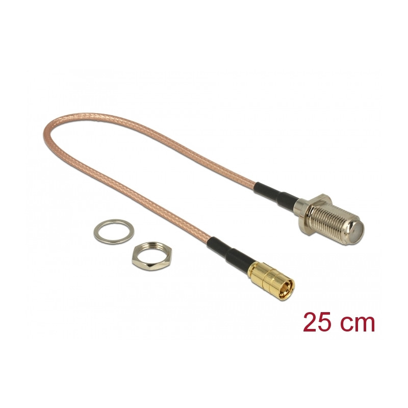 Delock Antennenkabel F Buchse zum Einbau - SMB Stecker RG-316 25 cm