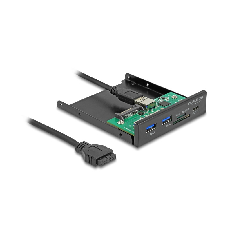 Delock Front Panel 3.5″ USB 5 Gbps 1 x USB Type-C™ + 2 x USB Typ-A + SD und Micro SD Slot
