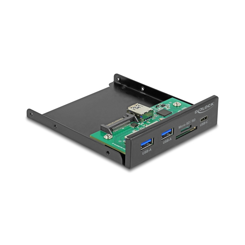 Delock Front Panel 3.5″ USB 5 Gbps 1 x USB Type-C™ + 2 x USB Typ-A + SD und Micro SD Slot